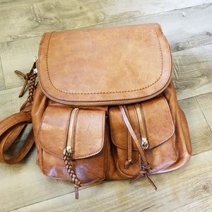 Faux leather backpack purse